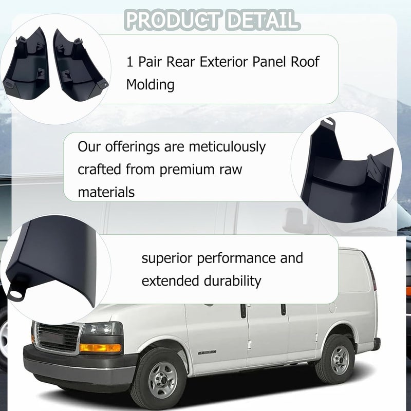 repustor Roof Molding Rear Exterior Left & Right Side Fits for 2003-2023 Chevy Express/GMC Savana Rear Exterior Panel Roof Molding Replaces 15215525 15215527 1 Pair - Image 5